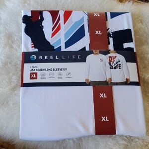 Reel Life Long Sleeve Shirt - White, Red, Blue